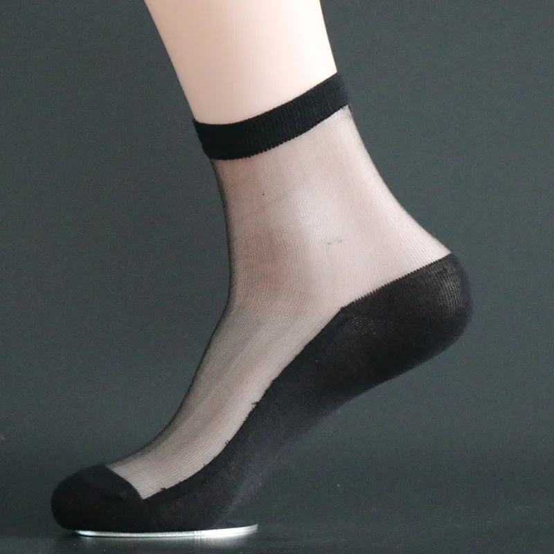 Большие продажи модные мужские носки тапочки Прозрачные деловые мягкие