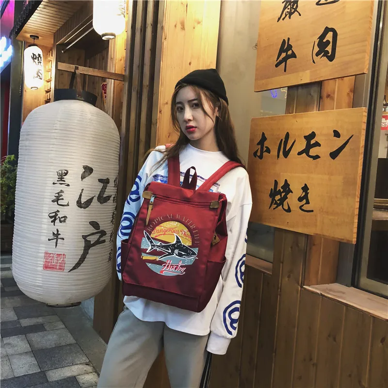 Школьный портфель для молодых девушек Акула корейский рюкзак Индивидуальная