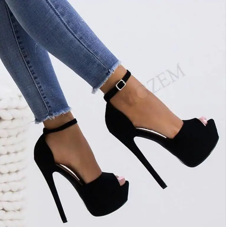LGZ251 Black LAIGZEM/женские босоножки; босоножки из искусственной кожи на высоком каблуке; вечерние женские босоножки ручной работы; Sandalia Zapato; женская обувь; большие размеры 34-52 - Цвет: LGZ251 Black