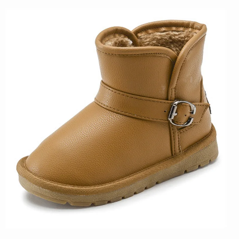 Детские Водонепроницаемые зимние ботинки из искусственной кожи хорошего