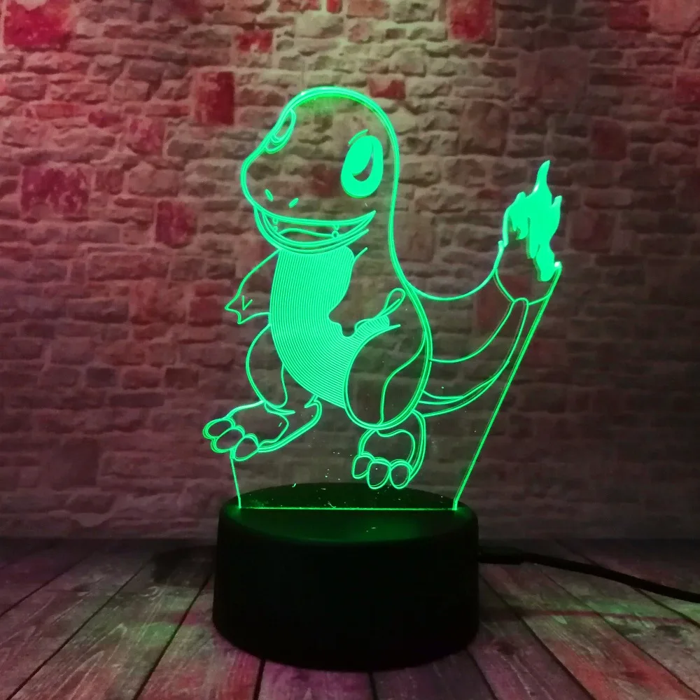 Горячие Pokemons Go игры Рождество 3D маленький Огненный Дракон светодиодный ночник 7