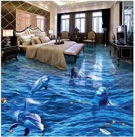pvc waterproof floor ocean world 3d stereoscopic bathroom floor 3d wallpaper floor for living room