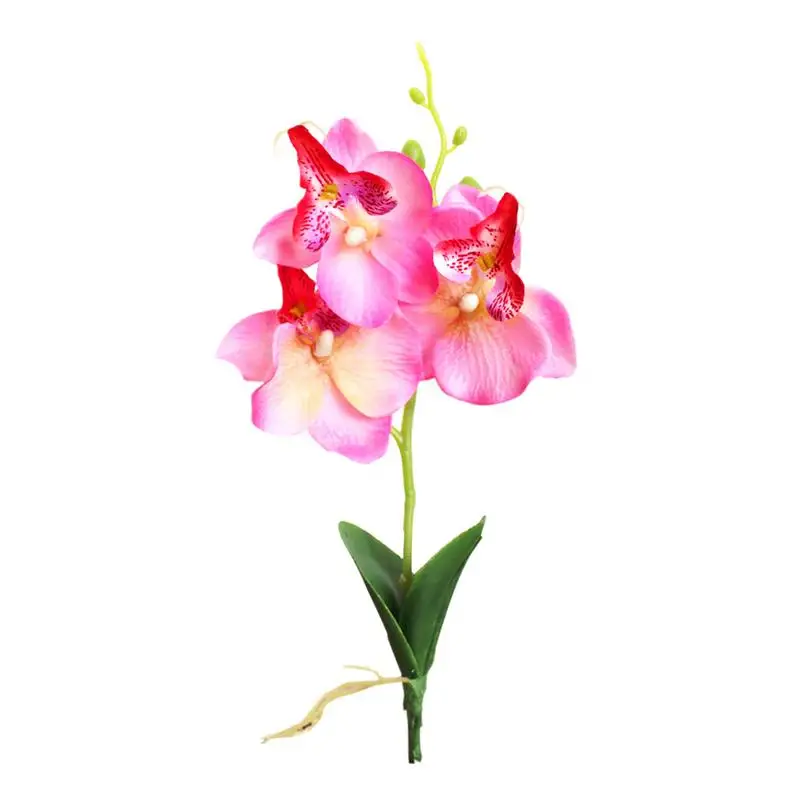 Pink AUGKUN 1 шт. Тройная искусственная пластиковая Орхидея, цветы из шелка, домашний мини-фаленопсис, искусственные растения, вечерние, свадебные украшения - Цвет: Pink