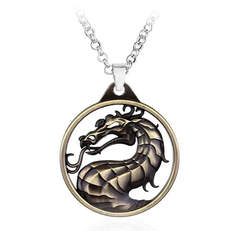 Битва технологии игры Mortal Kombat ожерелья Дракон Джейн кулон империи ожерелья для мужчин Мода чокер ювелирные изделия - Окраска металла: 2