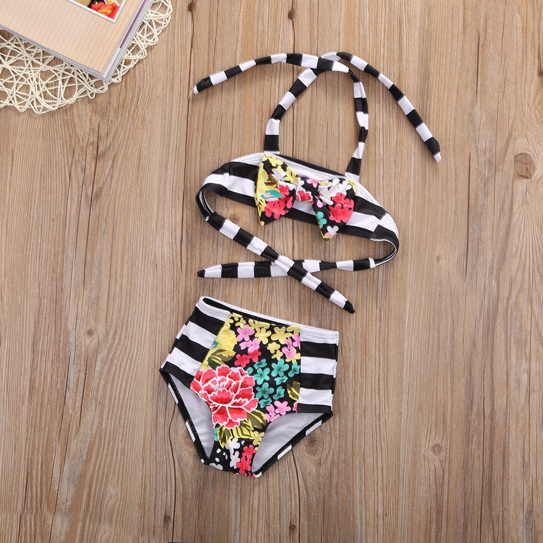 Комплект бикини для малышей/мам из двух предметов семейный купальник с цветочным