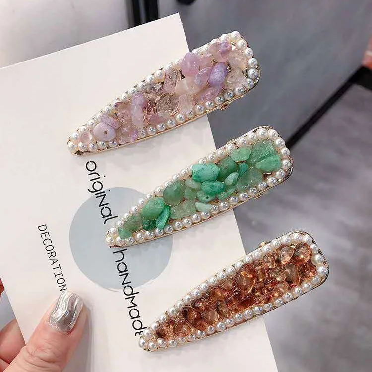 Pearl металлический зажим для волос ободок Гребень Pin Барретт конфеты камень шпильки головной убор аксессуары Красота Инструменты для укладки