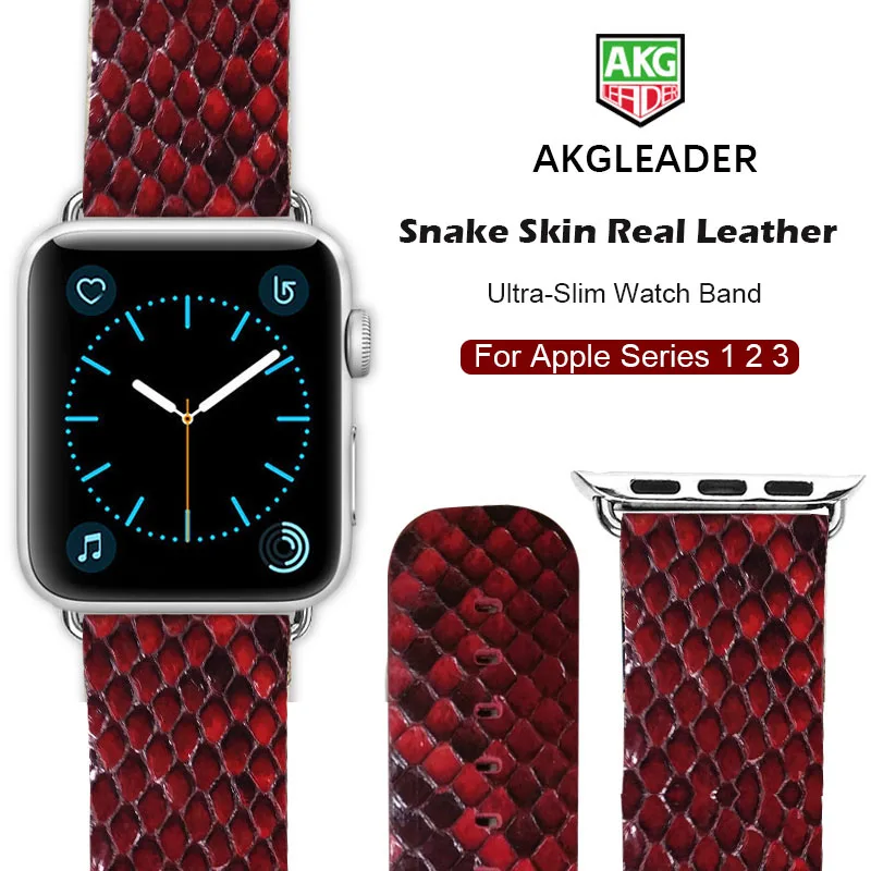 Newest Watch Band For Apple Watch Genuine Snake Skin Leather Watch Strap For Apple Series 1 2 3 Watchbands iWatch 38-42mm