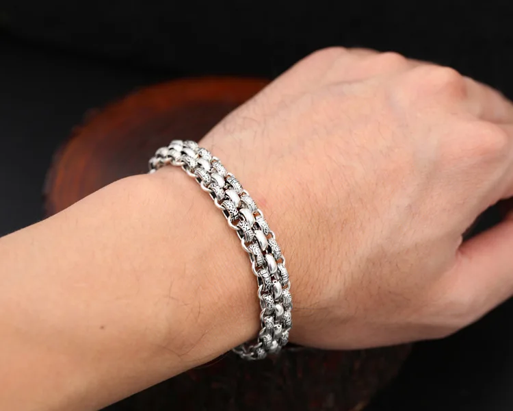 Ручной работы 925 Серебряный браслет цепочка Винтаж стерлингового серебра