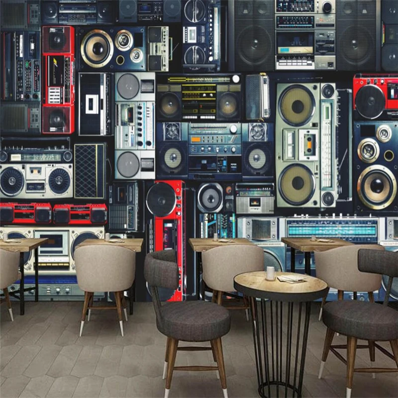 Wellyu Ретро винтажный диктофон радио Ресторан большое настенное панель на заказ