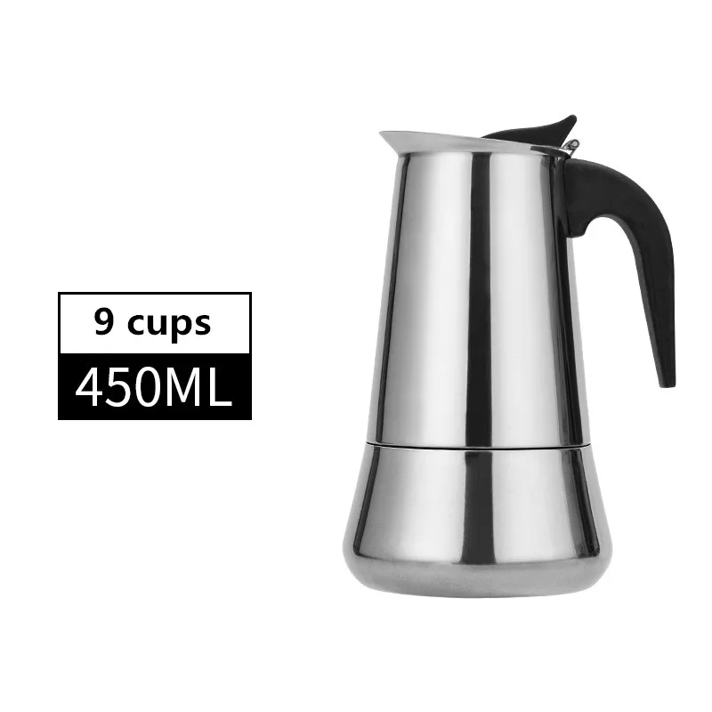 9cups-450ml-B 12 чашек/600 мл, большая емкость, эспрессо, Moka Pot, нержавеющая сталь, 304, латте, Перколятор, офисные, семейные, вечерние, восьмиугольный кувшин для кофе - Цвет: 9cups-450ml-B