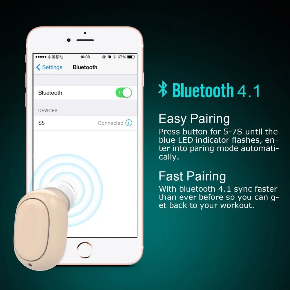 Mini Bluetooth Earbud Wireless Invisible Headphone Earpiece Headset with 8 Hours Play Time Car MIC | Электроника
