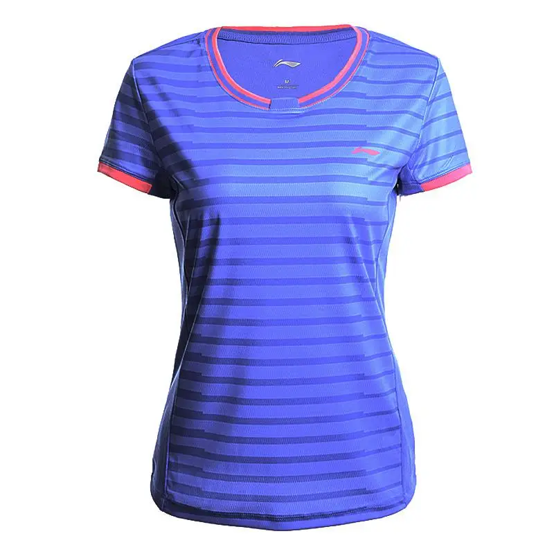 Li-Ning, новинка, женские рубашки для бадминтона, дышащие, удобные, обычная посадка, спортивные футболки с подкладкой, футболка AAYM132 CJFM17 - Цвет: AAYM132 1H