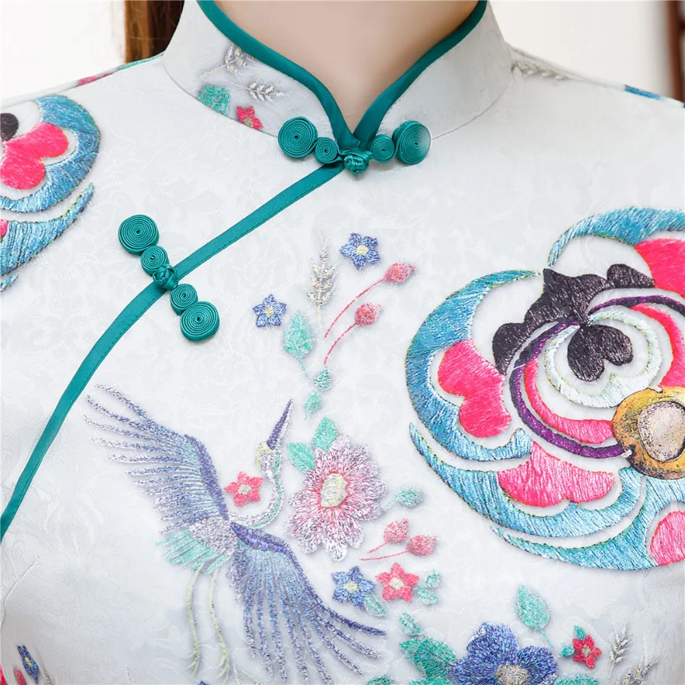 Шанхай история короткий рукав Qipao длиной до колена китайское платье Весна Cheongsam