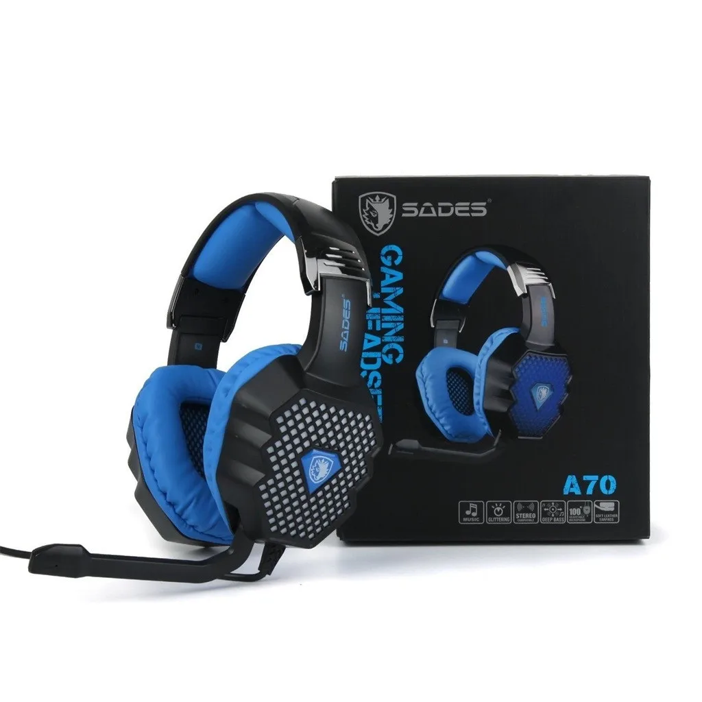 Проводные наушники SADES для ПК проводные компьютерные с дышащей лампой игровые