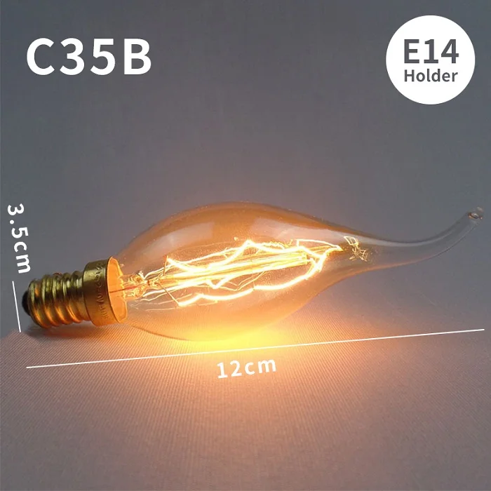 EL ретро Edison LED светильник лампочка E27 E14 40W 220V ST64 C35 G80 G95 T45 T30 T185 T10 A19 ST64 ампулы лампы Винтаж ламп Эдисона - Цвет: Spiral C35B