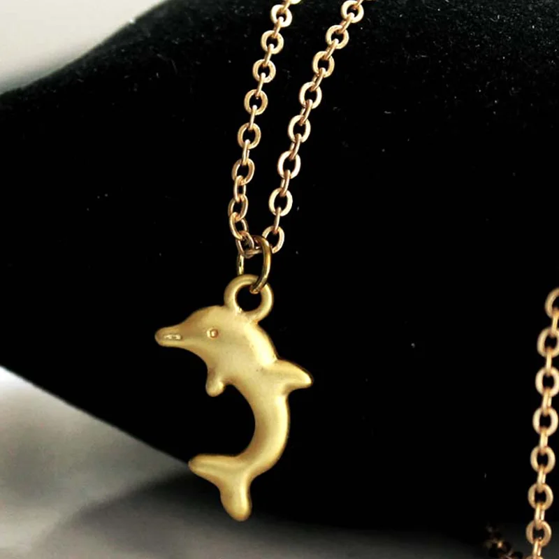 Розовое золото-Цвет Дельфин ожерелье изящный кулон подарки на день рождения