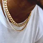 2 шт.компл. хип-хоп полный стразы, Майами Снаряженная кубинская цепочка ожерелье с золотым покрытием CZ сверкающее ожерелье s для мужчин ювелирные изделия