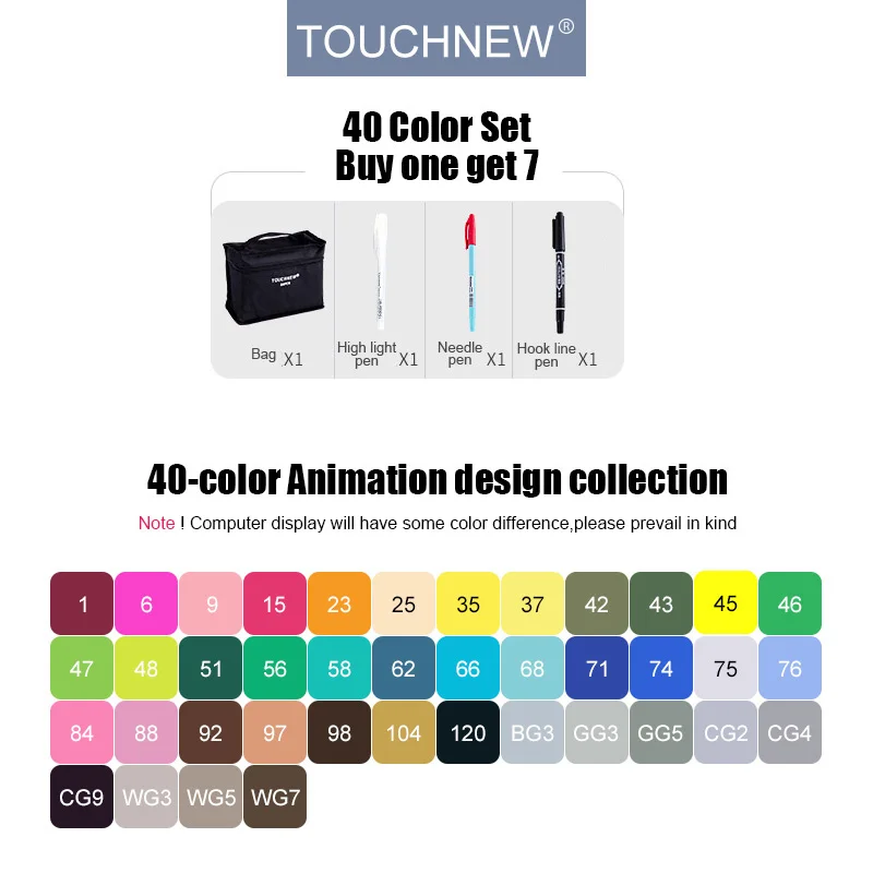 40 animation design TouchFIVE 30/40/60/80/168 набор цветных маркеров на спиртовой основе для художников, высокое качество чернил для рисования марги, скетчей, дизайна - Цвет: 40 animation design