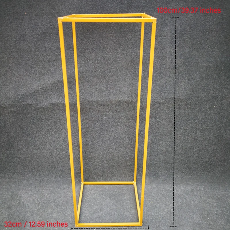gold 4pcs 100cm Свадебные свинцовые кованые геометрические рамки прямоугольный цветок из кованого железа украшения сцены искусственные бутафорские цветы - Цвет: gold 4pcs 100cm