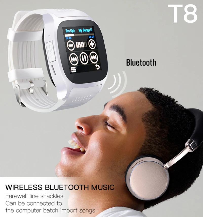 T8 Bluetooth Смарт-часы с камерой Facebook Whatsapp поддержка SIM TF карты вызова Smartwatch для Android телефона Спорт Шагомер