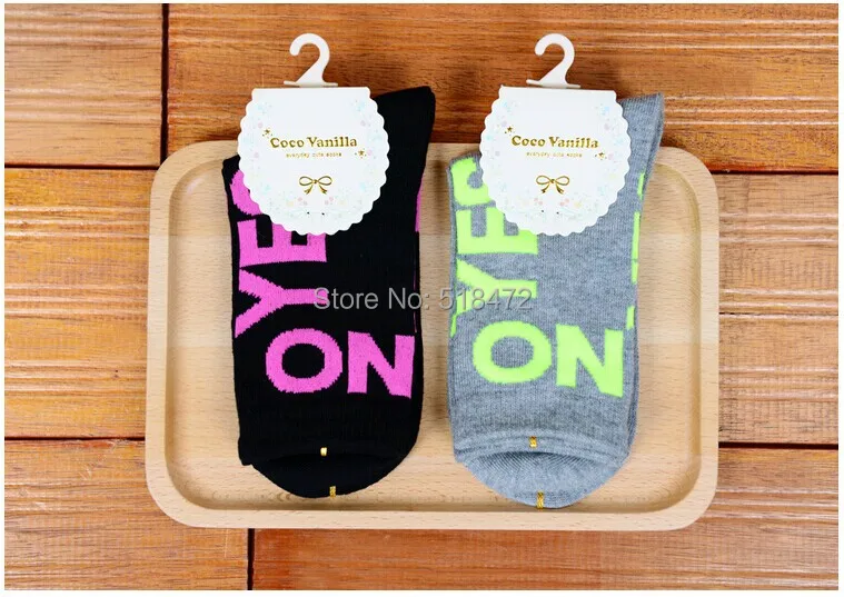 

YES OR NO big letters super fashion women brand socks hot sale goth socks winter warm sox cotton white socks