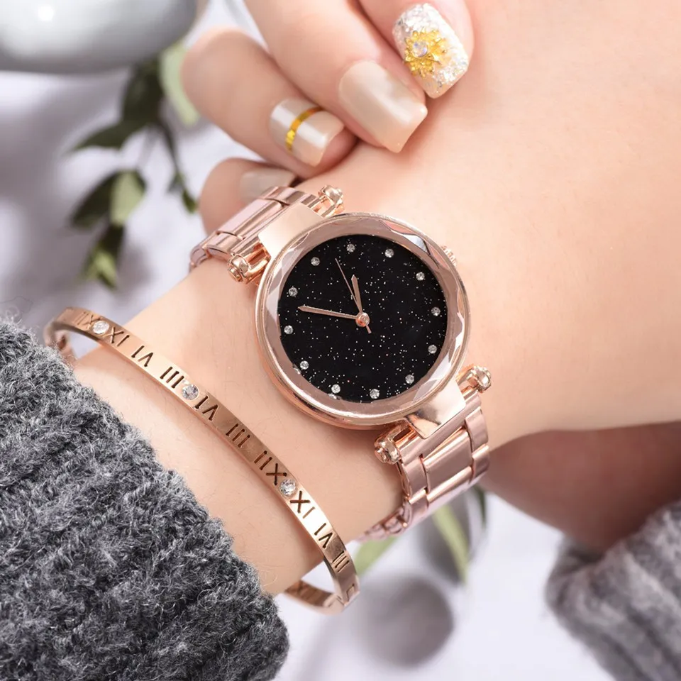 Relogio Feminino, женские Женевские часы, розовое золото, серебро, черный, модные женские часы-браслет, Кварцевые аналоговые наручные часы, Montre Femme