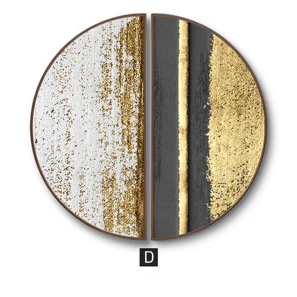 D Gold foil modern luxury Porch decorative painting Round painting Creative abstract home semicircular mural wall decoration - Цвет: D