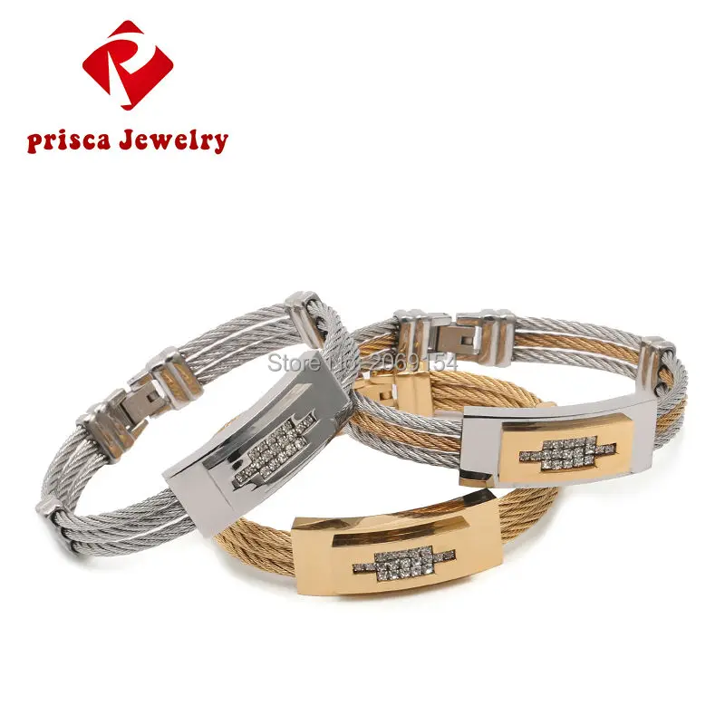 Мужчины Браслет Золотые Украшения 2017 Моды Шарм Серебряный Провода Мужской