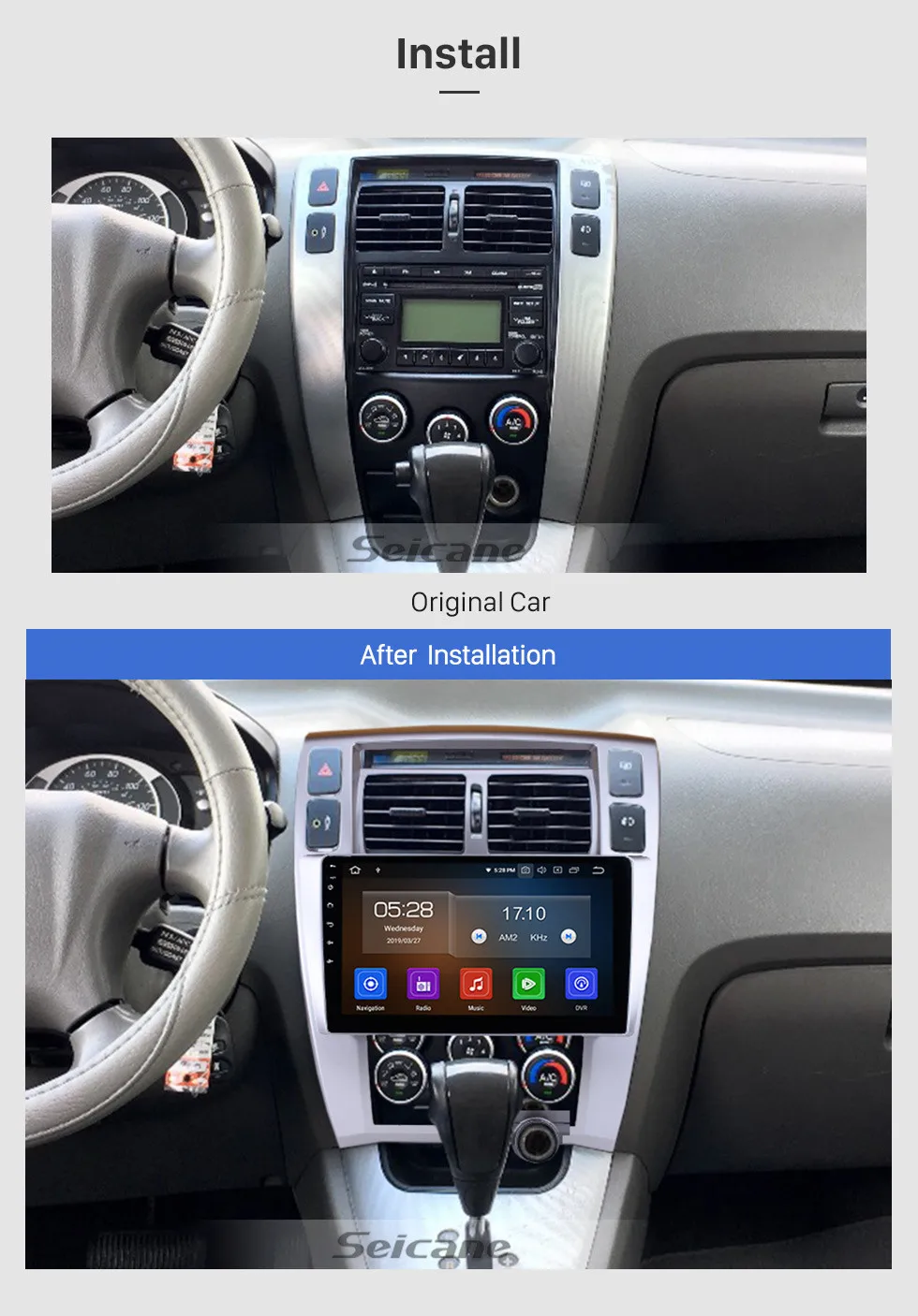 Seicane 10,1 дюймов Android 9,0 gps Автомагнитола для hyundai Tucson 2006 2007 2008-2013 HD мультимедийный плеер сенсорный экран головное устройство