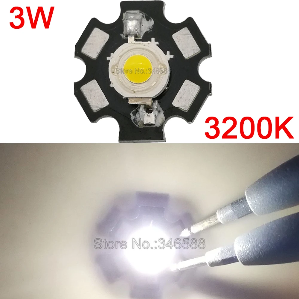 

10PCS 3W Warm White High Power LED Lighting Emitter Diode Bead DC3.6-3.8V 700mA 150-170LM 3300K Epileds 45mil Chip with 20mm PCB