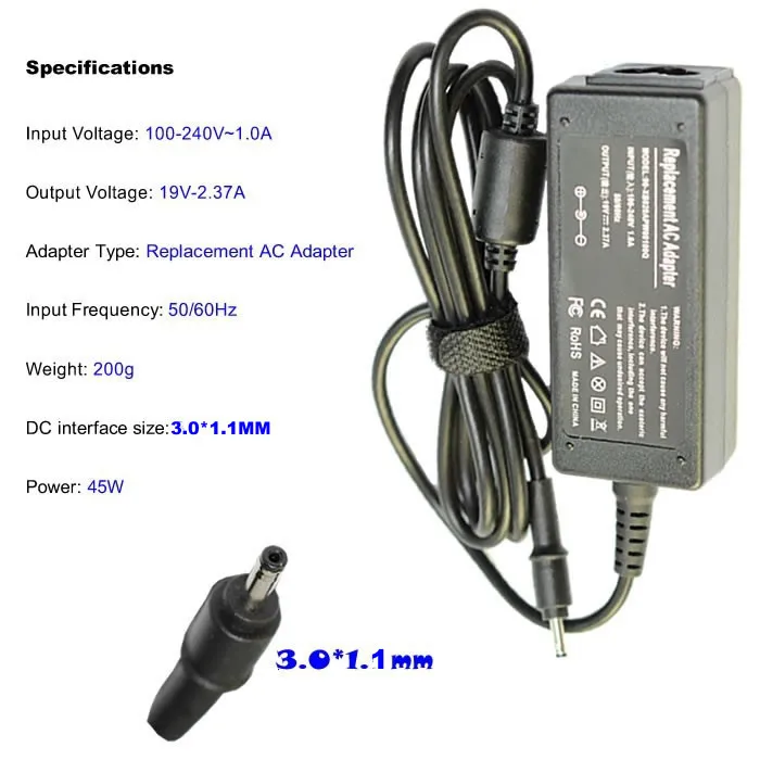 Замена 19V 2.37A 3 0*1 1 MM 45W для Asus UX21 UX21E UX31 UX31E UX21A UX31A UX32A ноутбук AC зарядное устройство
