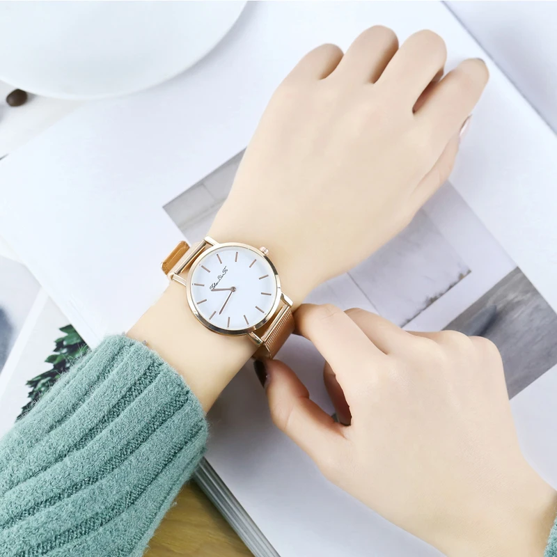 Минимализм ретро часы простые кварцевые для мужчин и женщин сетка ремешок