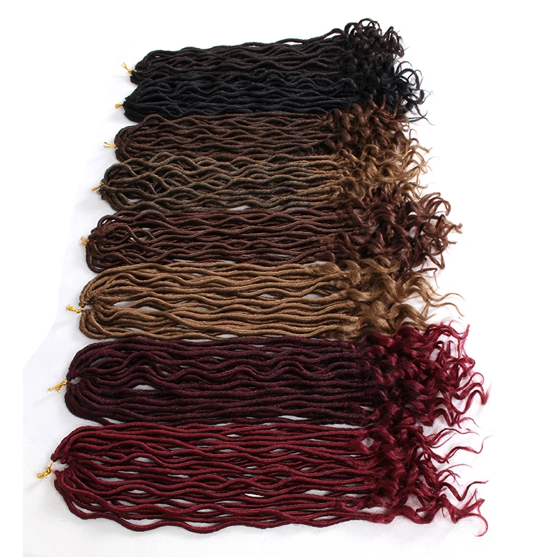 20 дюймов Faux locs Curly End крючком коса Омбре волосы для наращивания с волокном