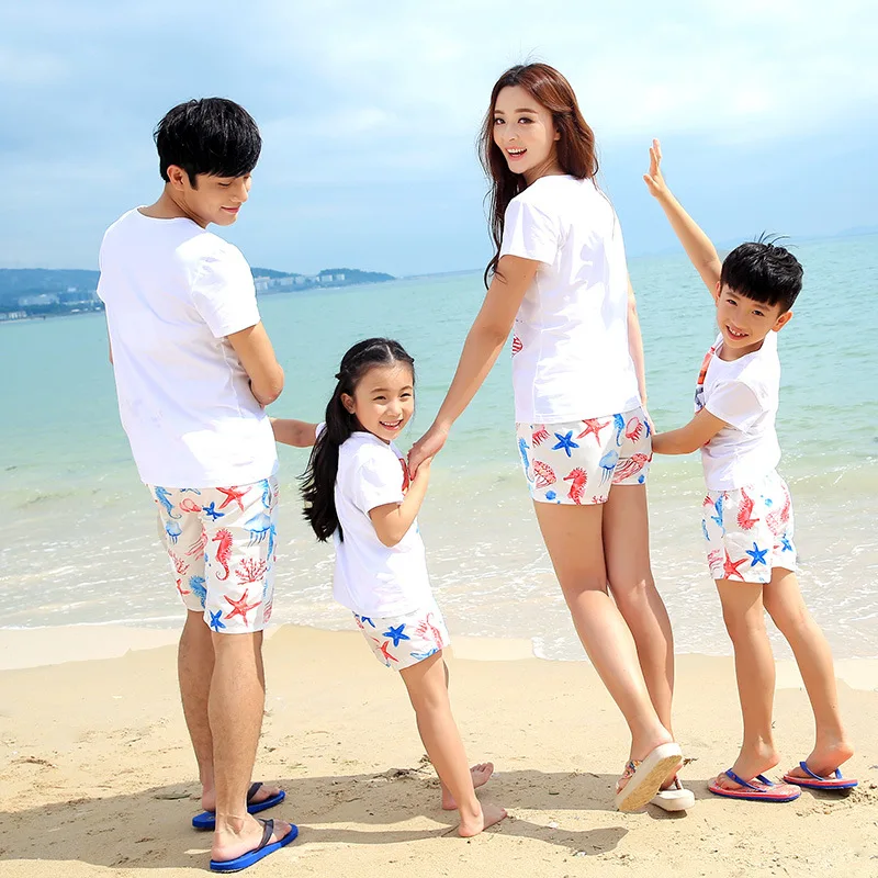 2017 новые летние одинаковые комплекты для семьи Семейный комплект одежды всей