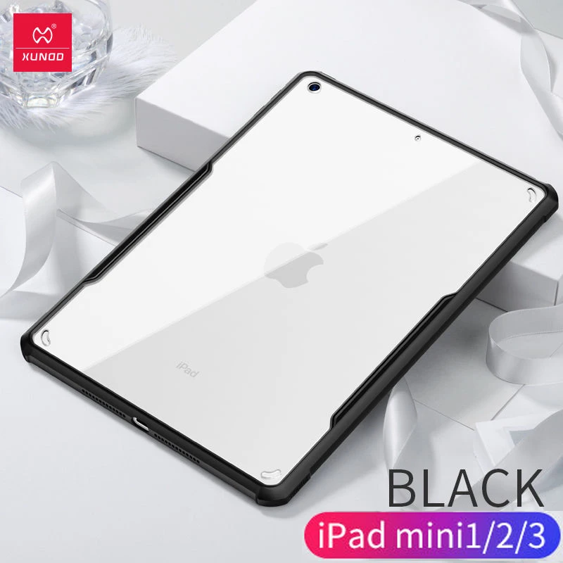 Для iPad / Pro 11 12,9 air 2 9,7 air 3 10,5 дюймов для iPad Mini 1 2 3 4 5 XUNDD акрил+ защитный чехол на заднюю панель из полиуретана планшетный чехол Крышка - Цвет: Black-iPad mini 1 23