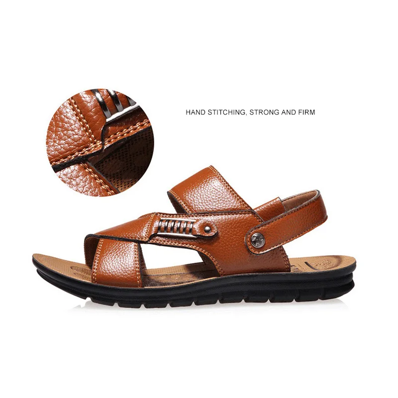 Мужские сандалии Летняя мужская обувь повседневные кожаные удобная пляжные без