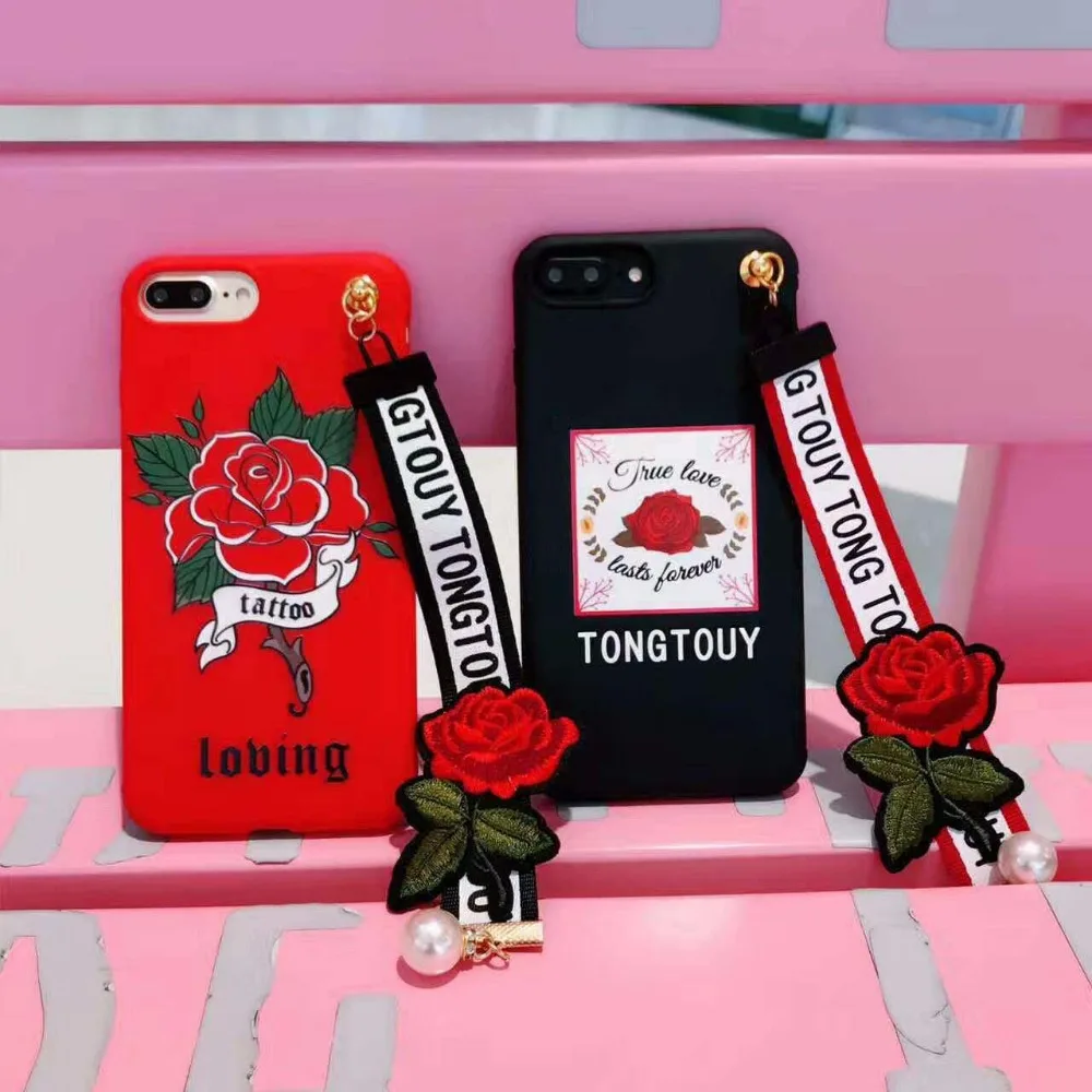 Zmasi элегантные розовыми цветами мягкие cell чехол для iPhone 7 6 6S плюс Вышивка вырос