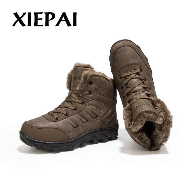 Brand Winter Fur Supper Warm Snow Boots For Men Adult Male Shoes Non Slip Rubber Casual Work Safety Ankle | Обувь