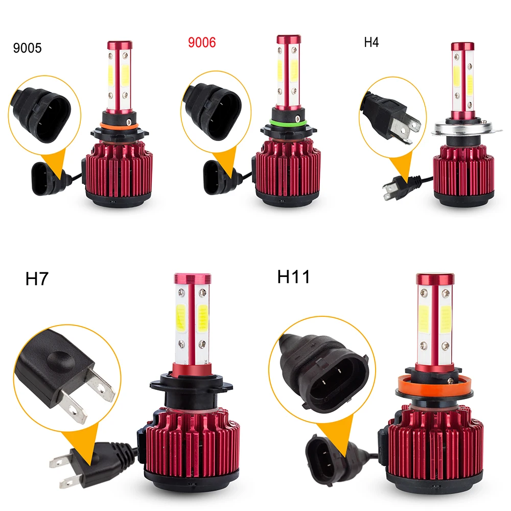 OUYORCAR 4 стороны 11000LM H1 H4 H7 автомобиля светодиодный фар лампы HB3 9005 HB4 9006 100 W для