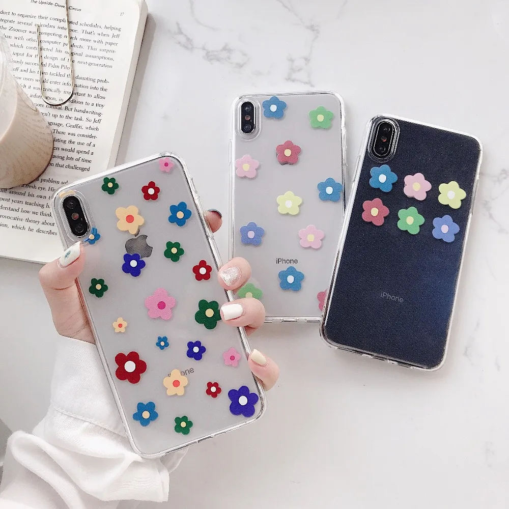 ORYKSZ цветочный силиконовый чехол для телефона iPhone 7 8 Plus XS Max XR милые розовые