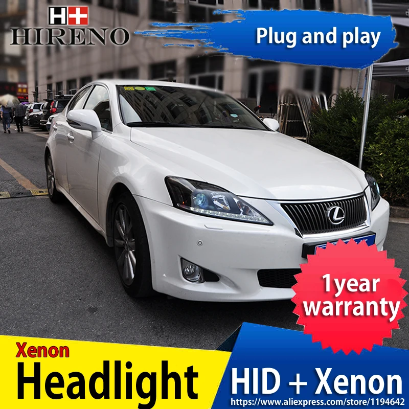Hireno Headlamp for 1998-2005 Lexus IS250 Headlight Assembly LED DRL Angel Lens Double Beam HID Xenon 2pcs | Автомобили и