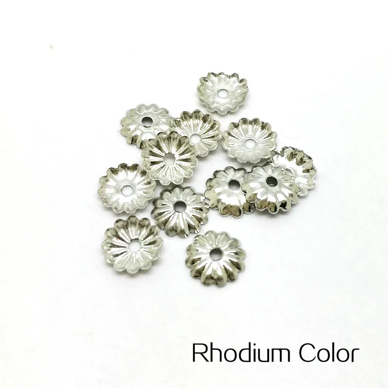 Rhodium 100 шт Размер 6 мм KC золото/родий цвет металлические бусины крышка DIY аксессуары для изготовления ювелирных изделий цветок прокладка Крышка для браслета серьги - Цвет: Rhodium