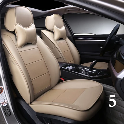 beige for 5 seat Кожаные чехлы для сидений автомобиля carпортного автомобиля для hyundai Santa fe, чехлы для сидений автомобиля и аксессуары, сшитые по индивидуальному заказу чехлы для сидений, наборы протекторов для подушек - Название цвета: beige for 5 seat