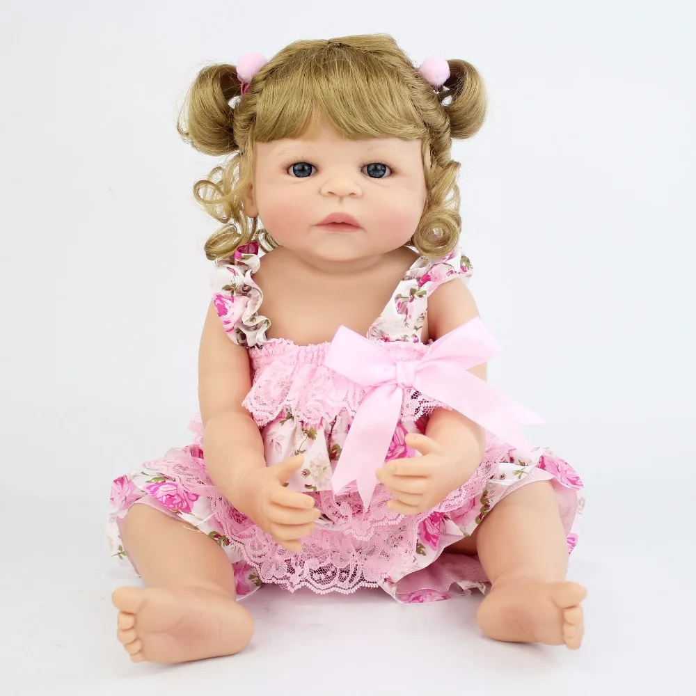 55 см полный силиконовый винил Reborn Baby Doll принцесса реалистичный Новорожденный Bebe