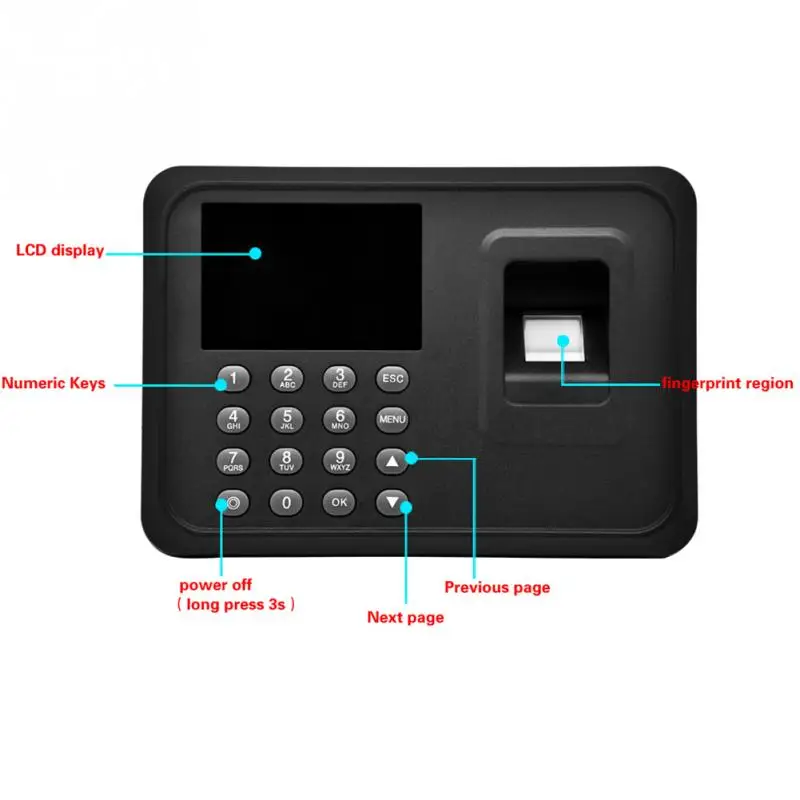 2,4 дюймов sers биометрический пробойник отпечатков пальцев usb Время часы офис посещаемость рекордер времени сотрудников машина считыватель