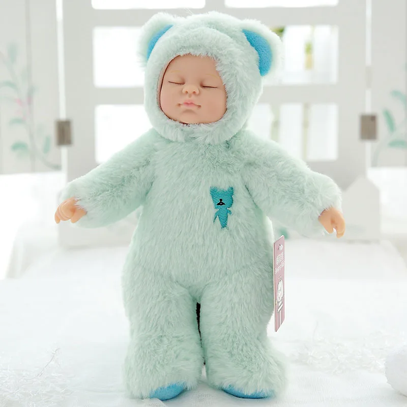 Mint green bear Kawaii спящие детские куклы, мягкие ПВХ плюшевые игрушки, высокое качество, Bjd bebe кукла, детские игрушки для девочек, подарок на день рождения, Рождество - Цвет: Mint green bear