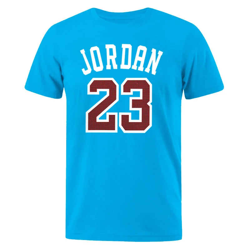 light blue 6 Мужские футболки Лето Горячая Распродажа Топ тройник Jordan 23 принт уличная футболка хлопок короткий рукав Футболка Мужская Хип-Хоп Футболка - Цвет: light blue 6