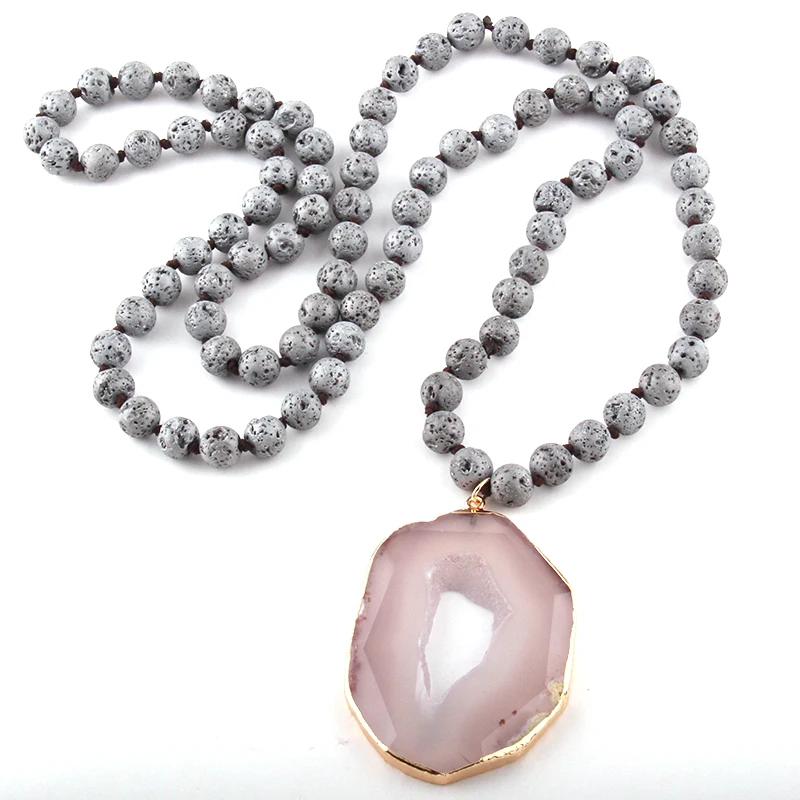 MOODPC модные богемные ювелирные изделия лавовые камни длинное узелковое серое