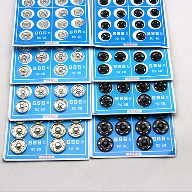 Новые черные и белые металлические медные застежки 20 шт./лот 10 мм/12 мм/14 мм/15 мм