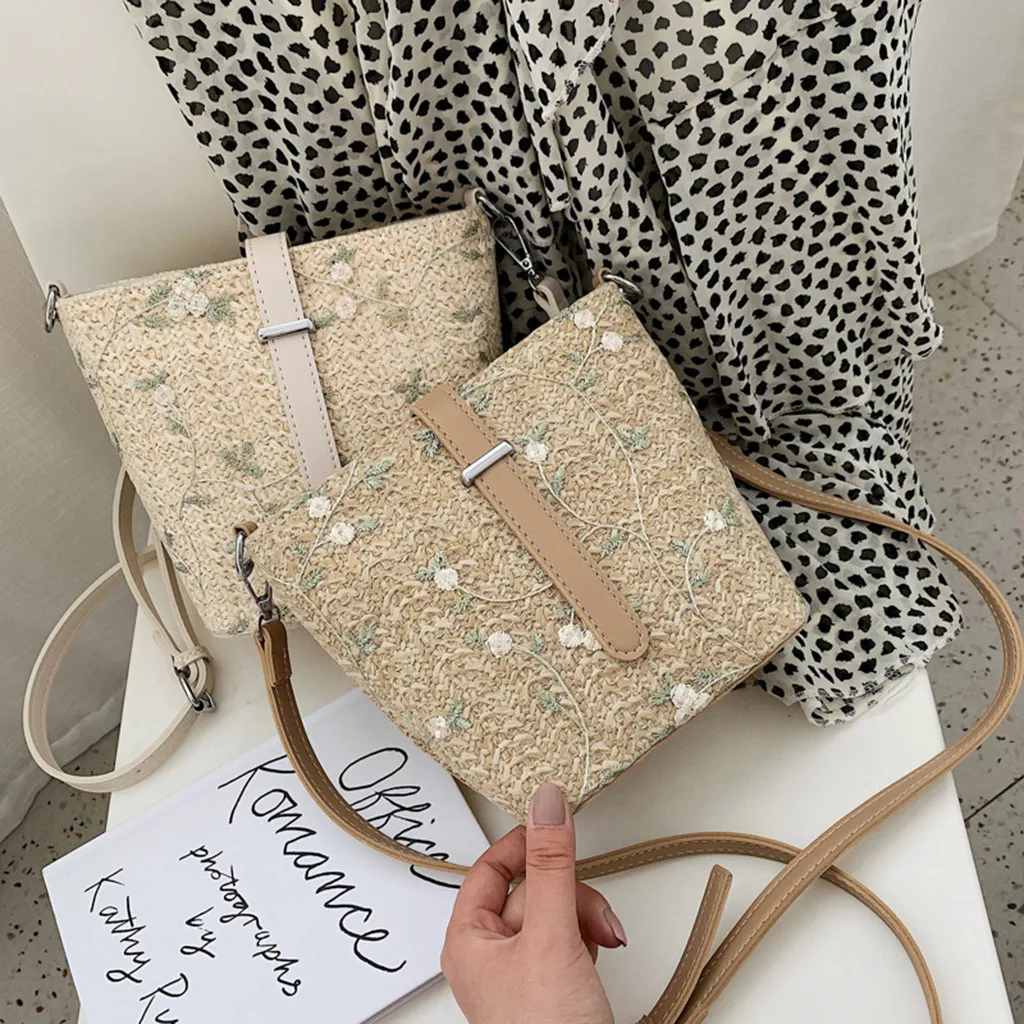 Новая женская пляжная сумка модная повседневная сумка-ведро из соломы с